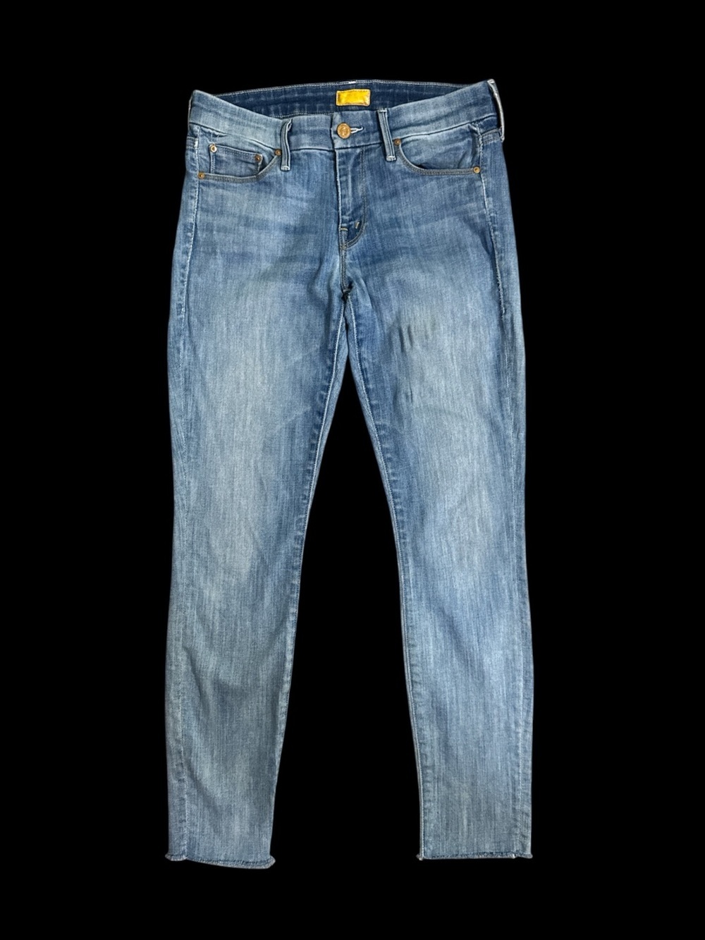 MOTHER Denim Frayed Hem Skinny Straight Jeans Medium Wash Size - Picture 2 of 9